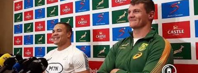 SPRINGBOKS: Cheslin Kolbe and Elrigh Louw press conference after win over Wales at Loftus Versfeld