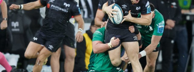 Kieran Williams opens the scoring for Ospreys in the Welsh derby
