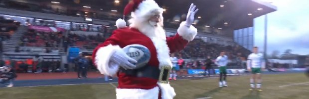 Watch | Santa brings the ball onto the field for Saracens and Saints ...