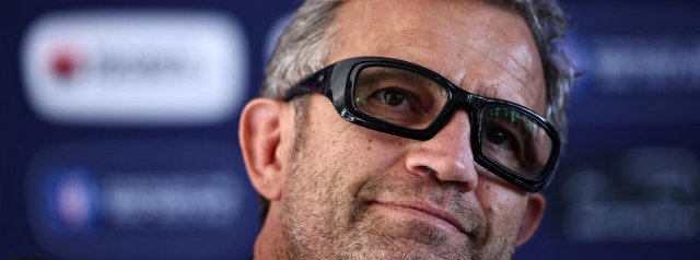 France's head coach Fabien Galthié reacts to the draw