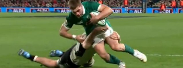 Watch as Jack Crowley breaks through the Welsh defense