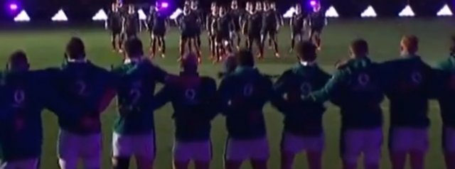 The All Blacks do the haka at Eden Park