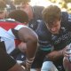 Cian Prendergast and Sean Jansen react after Connacht&rsquo;s victory against Saracens
